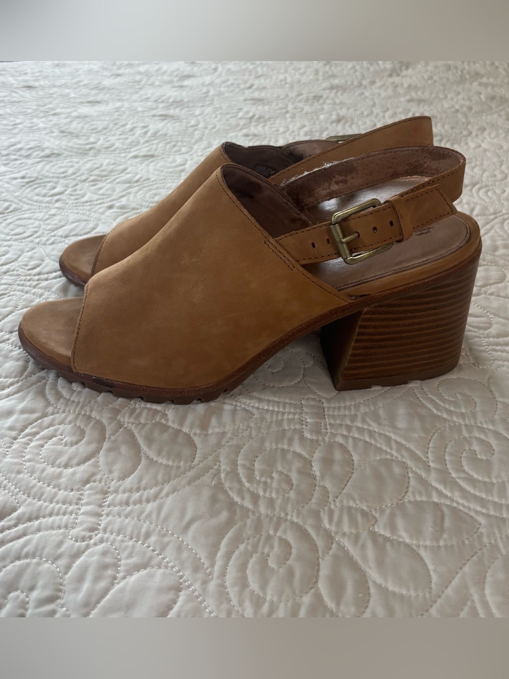 Sorel Nadia Slingback camel suede block heel sandal